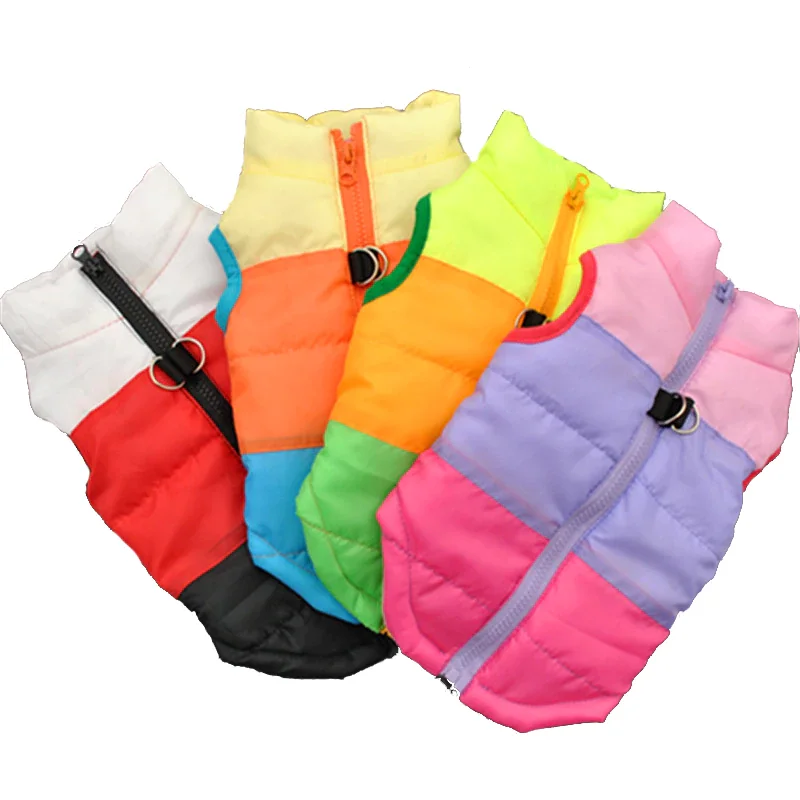 

Color Stitching Padded Puppy Vest Jacket Teddy Chihuahua Clothing Pug Cotton Pet Clothes XS S M L