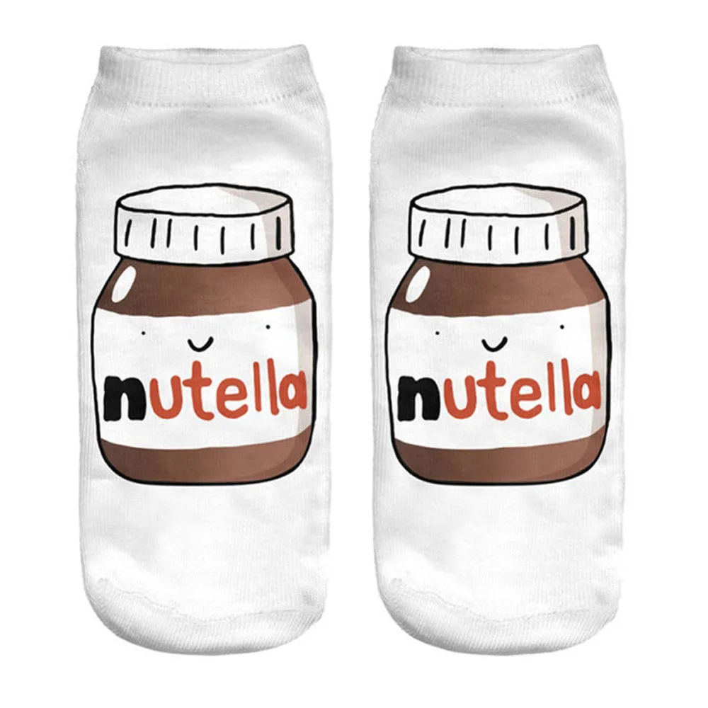 

Women funny cute 3D print foods white nutella character socks unisex happy cartoon donuts biscuit dessert gift socks Dropship