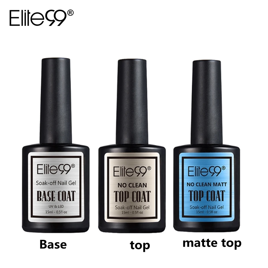 Elite99 15 мл верхнее Базовое покрытие для УФ-гель-лака прозрачное блестящее без