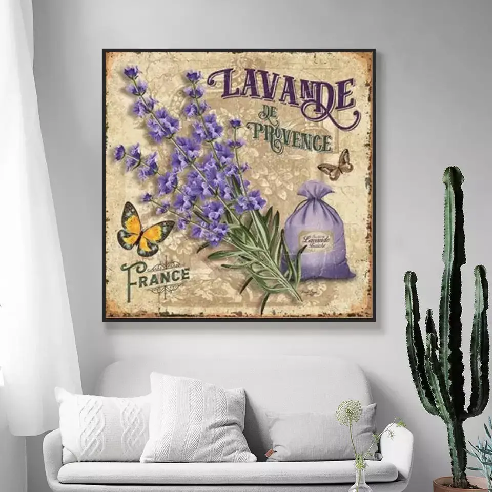 

New 5D diamond painting household articles handicraft sewing cross stitch flowers "lavender" DIY stick diamond embroidery gift