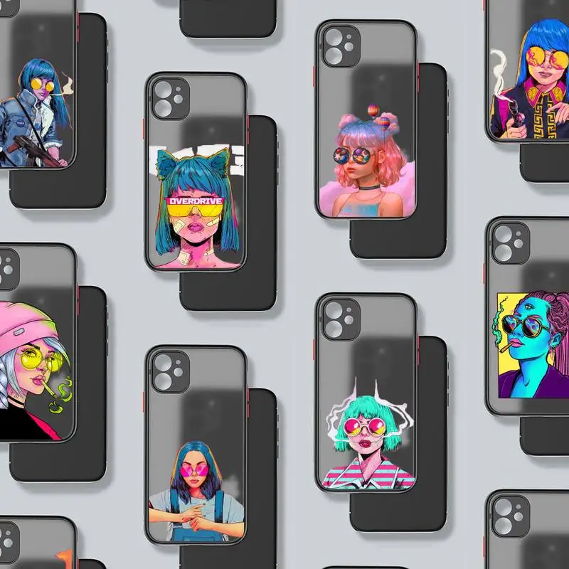 

Sexy girl cool pink cartoon Phone Case For iphone 12 11 8 7 plus mini x xs xr pro max matte transparent cover