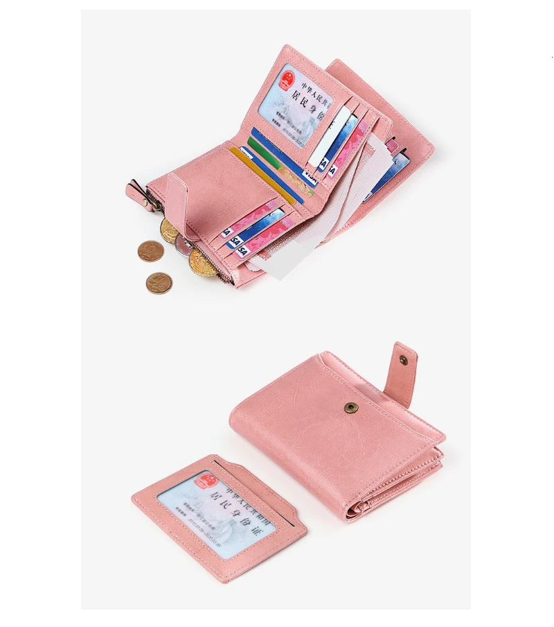 Genuine Leather Womens Wallets And Purses Coin Purse Girl Short Clutch Bags Card Holder Small Purses Carteira Feminina