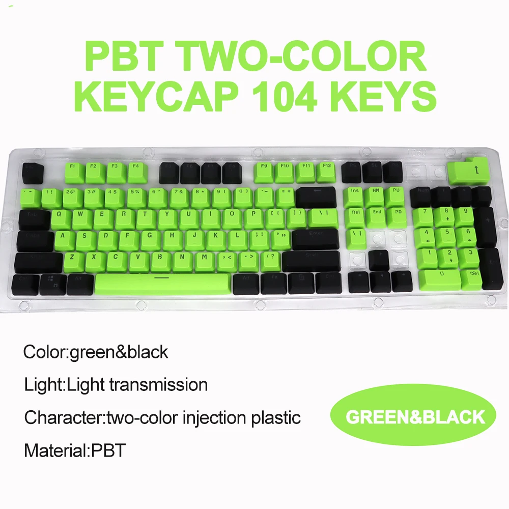 

Mechanical Keyboard Keycaps PBT OEM Profile Double Shot Transparent Backlit 104 Keys for 61 68 87 Layout Mini Keyboard
