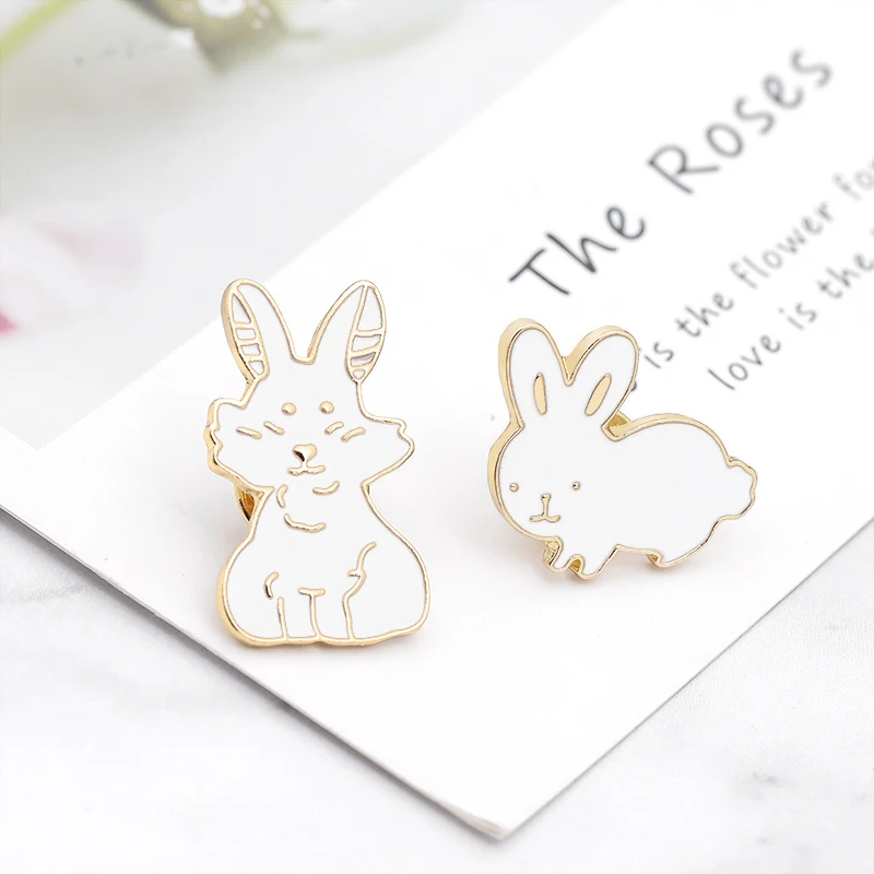 Новая Эмаль кролика булавка брошь с животными кроличий отворот значок кроликом