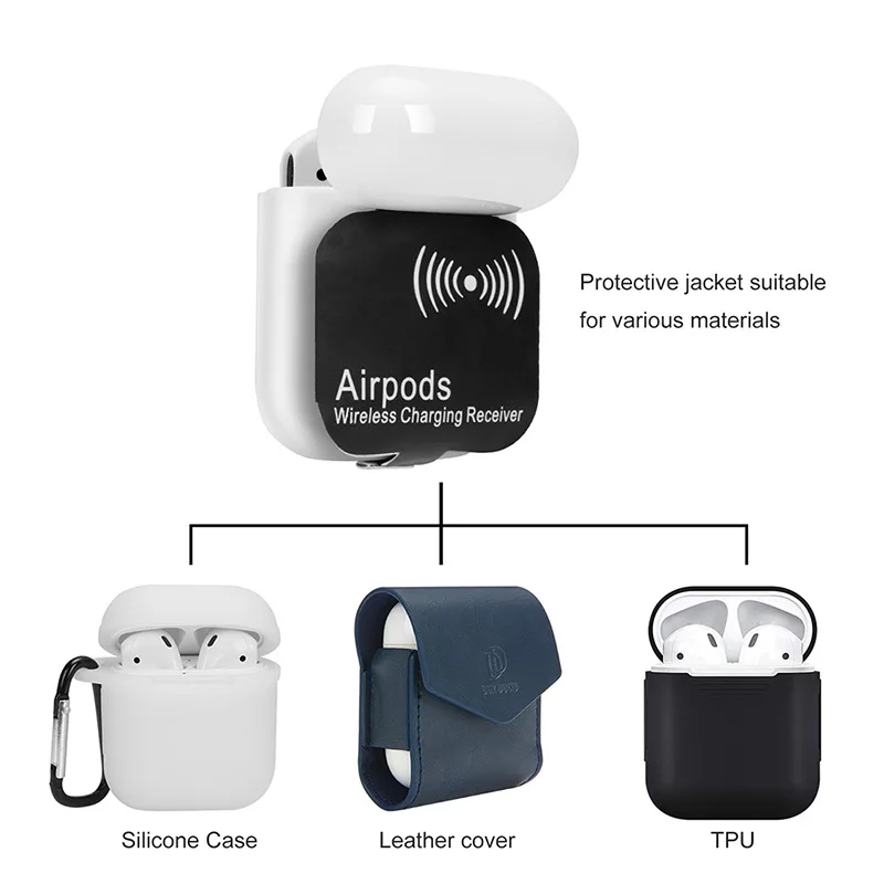 Приемник QI для Apple AirPods 1 2 беспроводной приемник зарядный чехол адаптер iPhone 5 6 7s 8