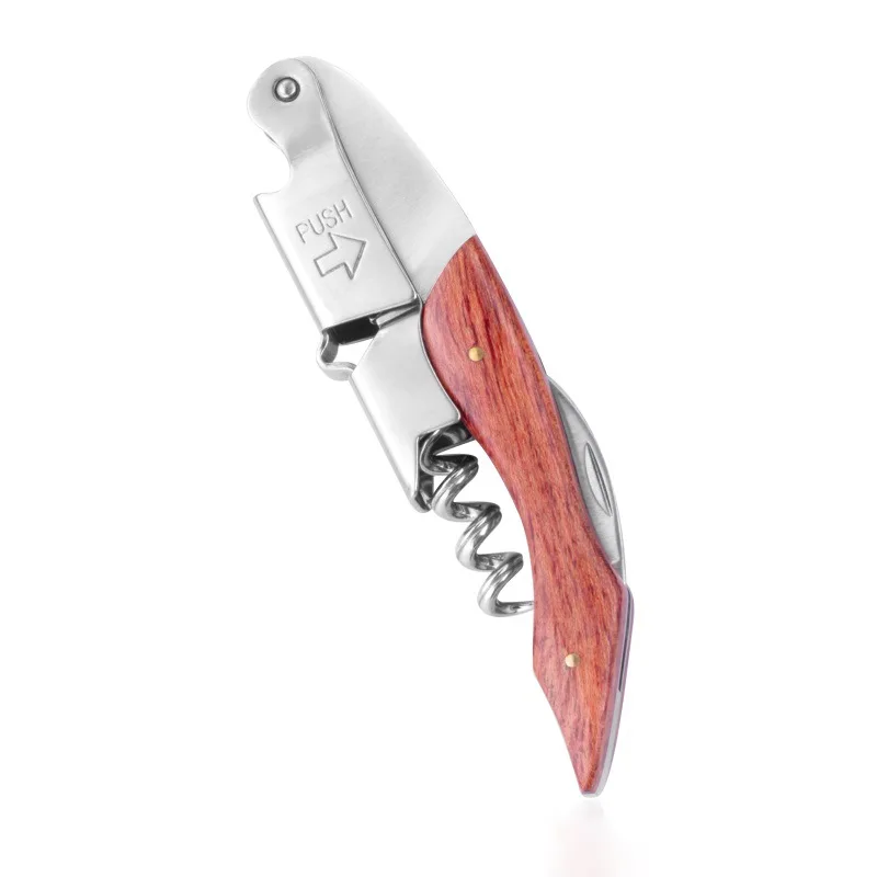 

Stainless Steel Corkscrew Wine Key Beer Bottle Opener Foil Cutter Wood Handle Openers Waiter's wine knife Corkscrews Sommelier