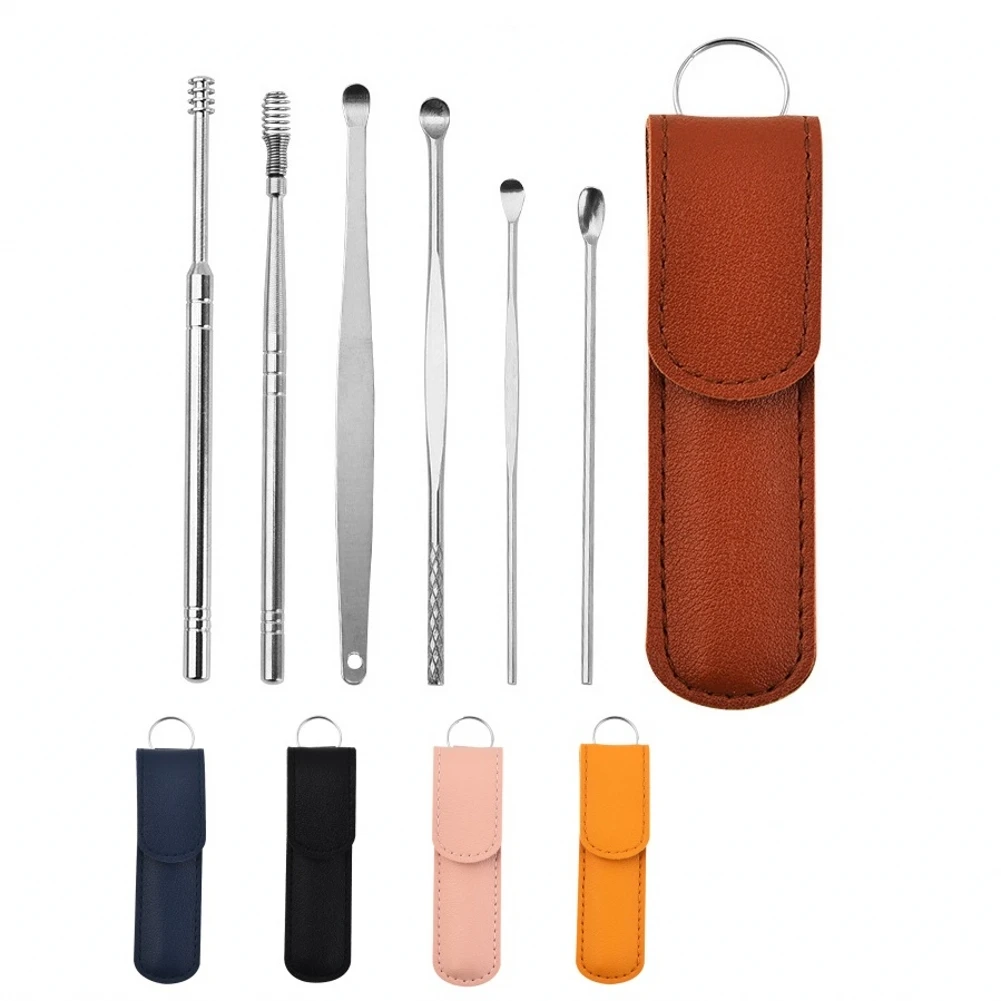 

6Pcs set stainless steel ear pick double-head spiral ear pick ear cleaner ear pick ear tool