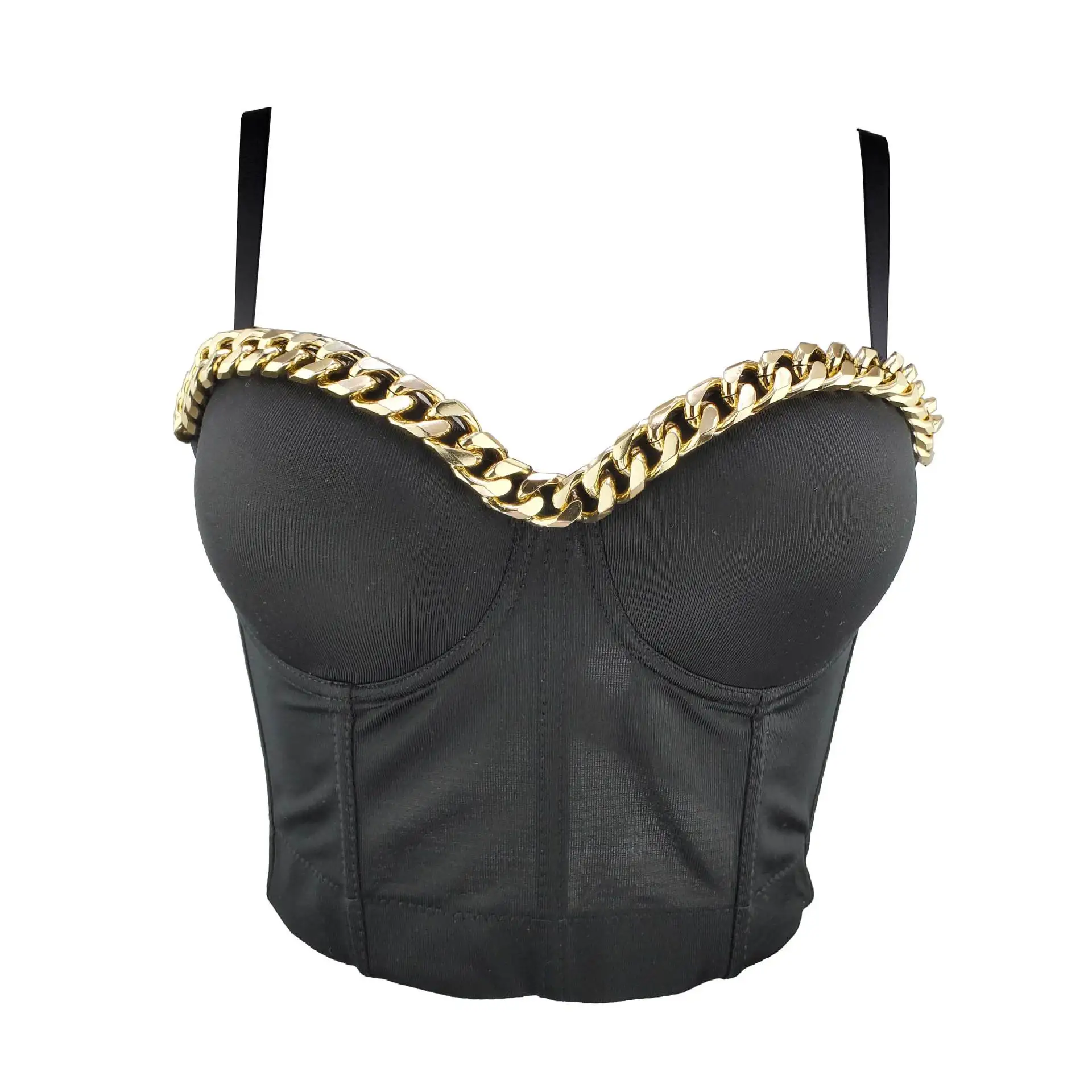 

Women Sexy Designer White Red Chain Punk Style Cotton Camisole Tops Summer 2021 High Street Short Camis Crop Tops