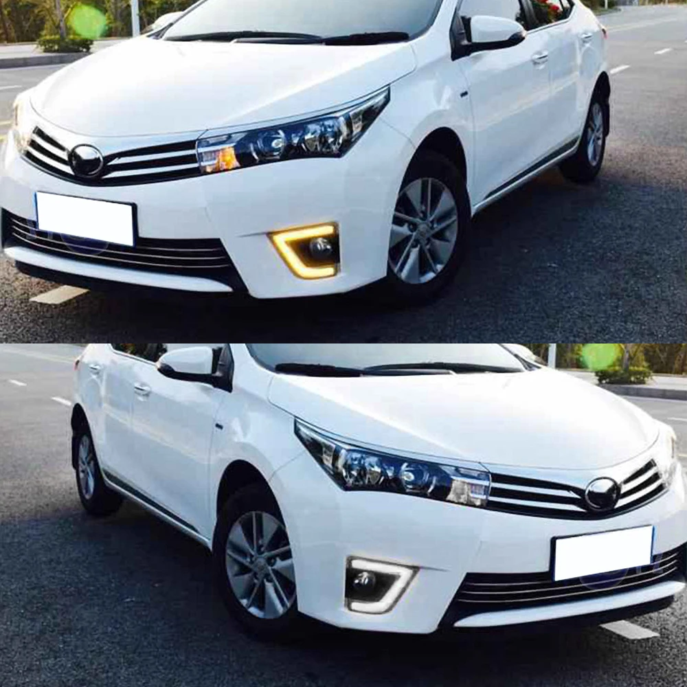 Автомобильные мигающие дневные ходовые огни для Toyota Corolla 2014 2015 2016 светодиодный