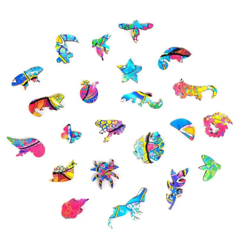

Wooden Puzzle For Adults Children Family Board Games DIY Puzzles Each Piece Is Animal Shaped Christmas Gift Wooden Jigsaw Puzzle