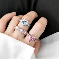 u magical bling bling love heart cubic zircon ring for women delicate imitation pearl index finger ring jewellery accessories