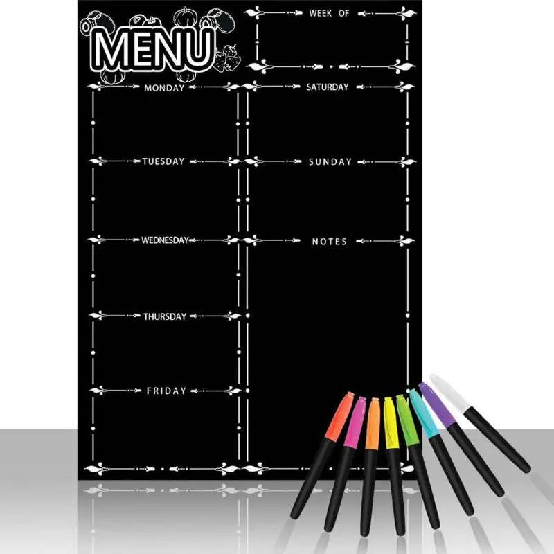 

Magnetic Refrigerator Chalkboard,Weekly Menu, Meal Planner, Grocery Shopping List, Board, for Kitchen Fridge