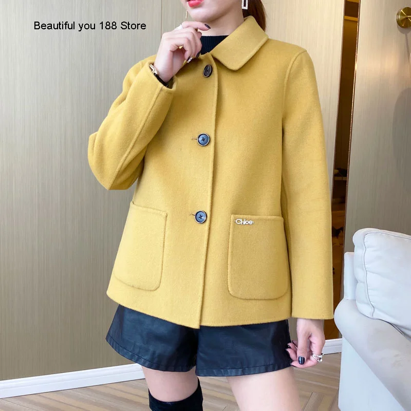 

Double sided cashmere suit coat for women autumn winter 2020 new small short Korean slim woolen coat