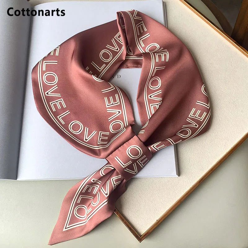 

Women Letter Printing Silk Scarf Shawl and Wraps Fashion Popular SQUARE SCARF Office Small Neck Scarves Tie Lady Hijab Bandana