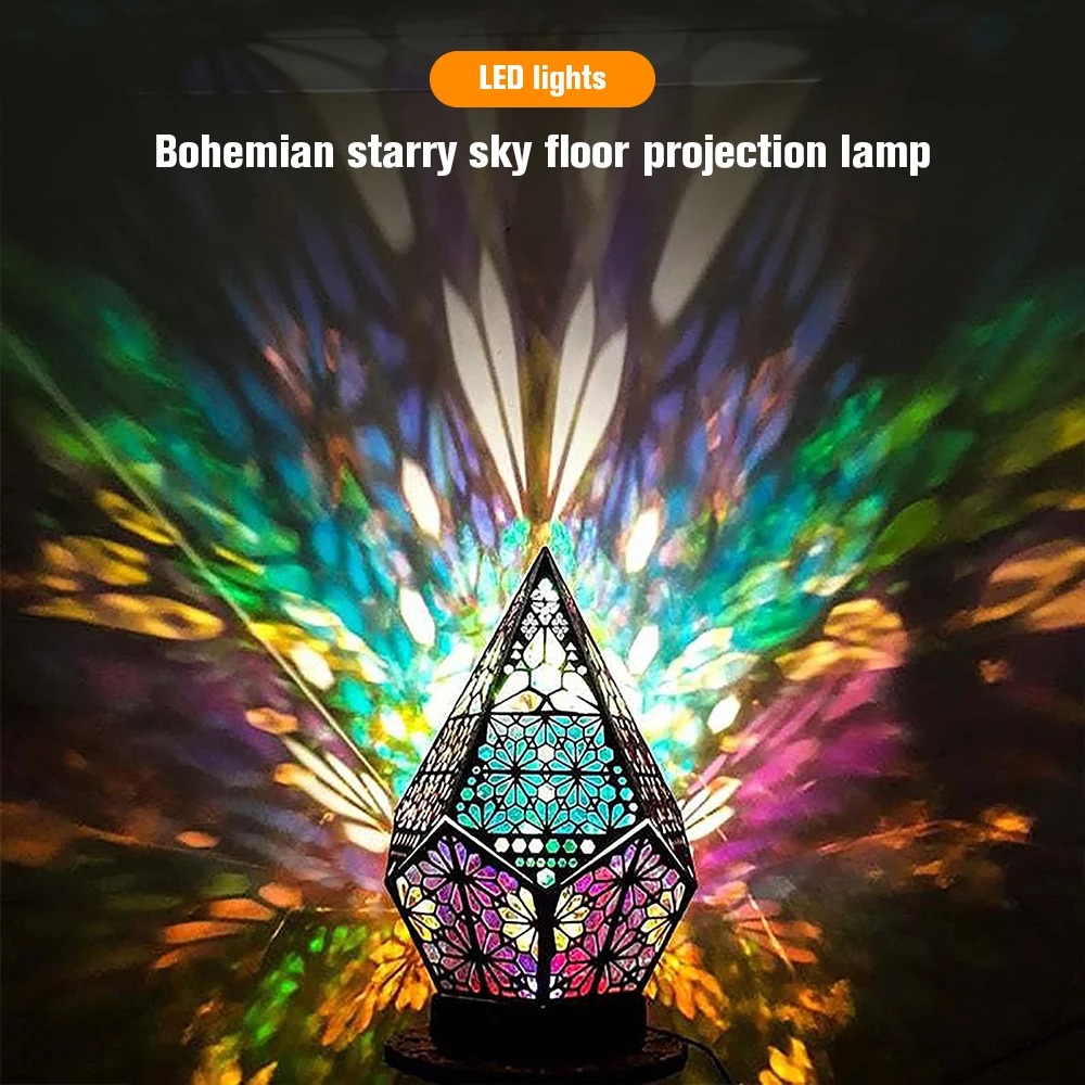 

Polar Star Diamond Lamp LED Projection Bohemian Floor Decorative Lamp Geometric Light Home Decor Bedroom Bedside Standing Lamp