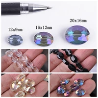 12x9mm 16x12mm 20x16mm oval faceted crystal glass loose beads for jewelry making diy crafts
