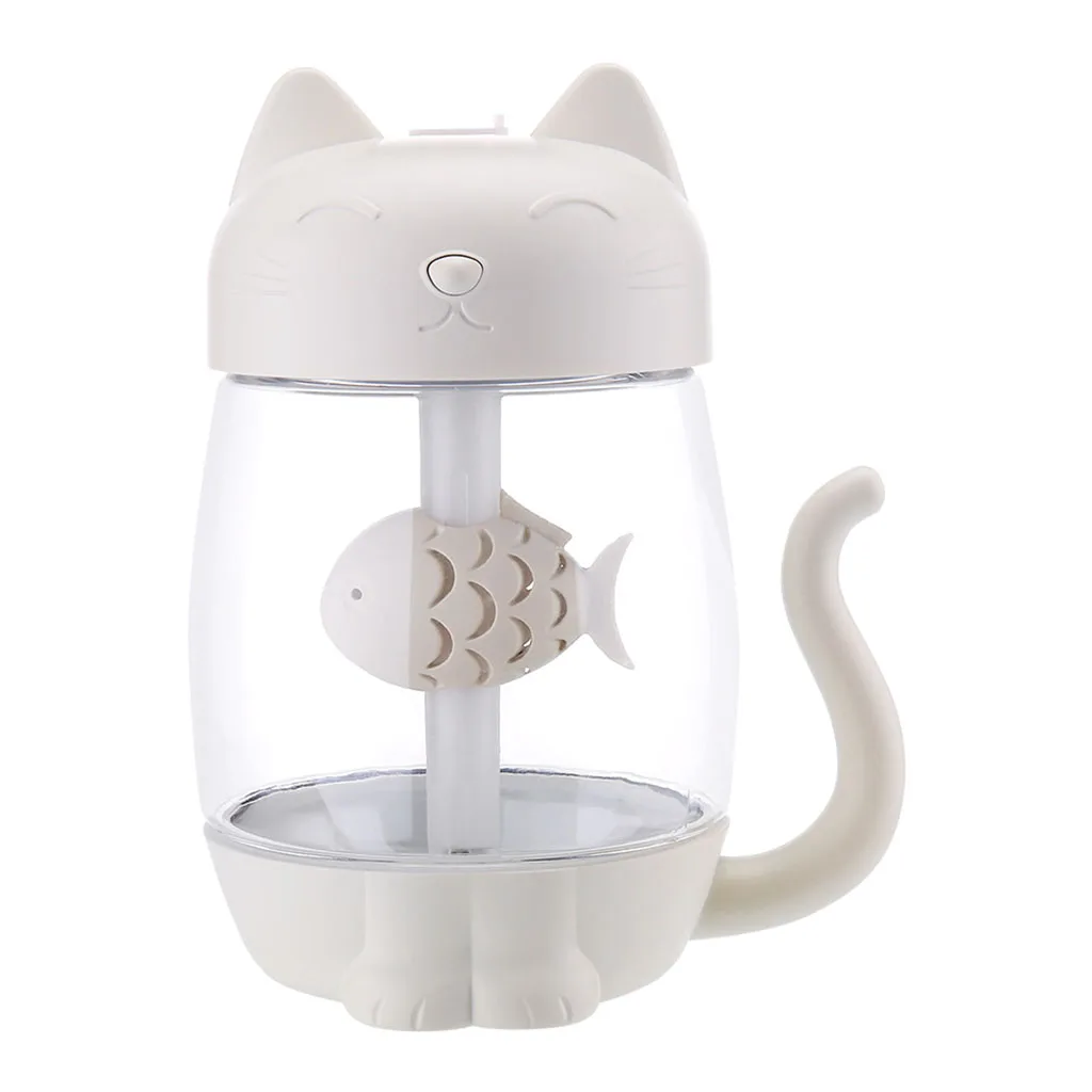 

3 In 1 Portable Cute Cat Air Humidifier Maker LED Lamp Ninght Lamp USB Fan for Desk Travel Office Car Bedroom
