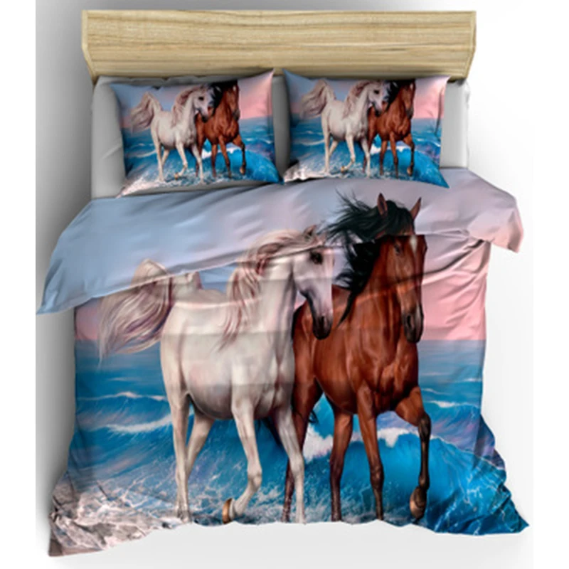 Хороший тонкий лошадь галоп 3D цифровая печать 3 шт. удобный комплект постельного белья с принтом