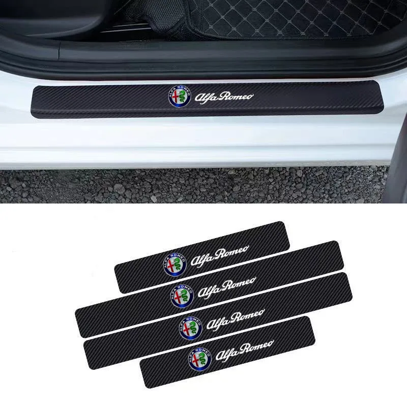 

Carbon fiber stripe Door Sill Leather Decals For Alfa Romeo giulia stelvio giulietta 156 166 159 147 Car Stickers accessories