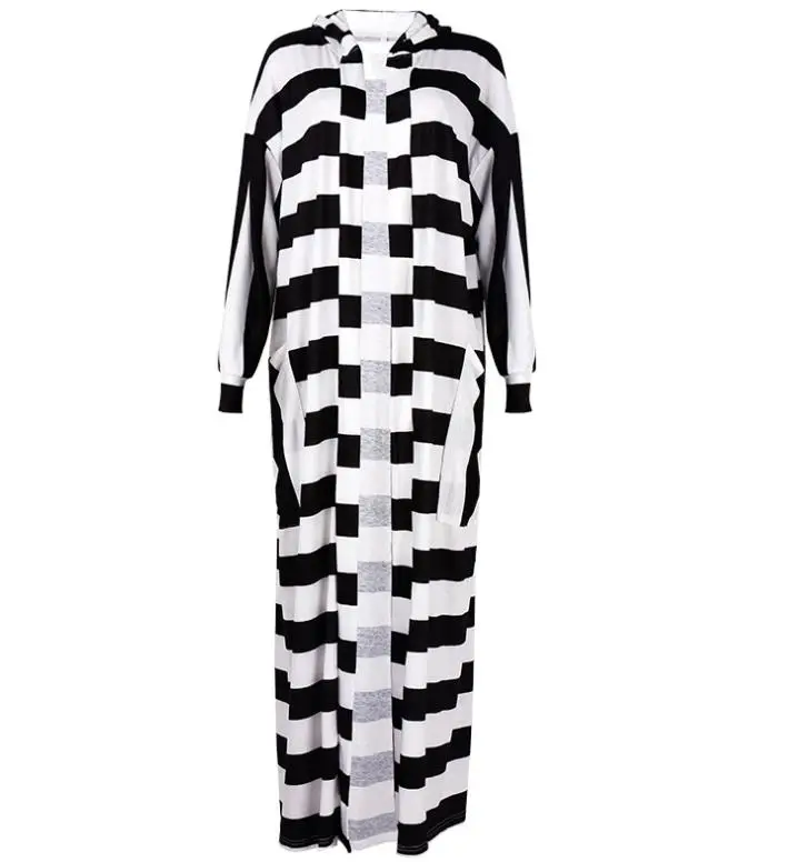 

Women Casual Trench Long Coats for Ladies Spring Autumn Striped Hooded Coat Cardigans Clothes Female Loose Coats Large Size