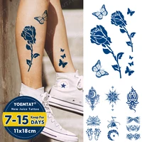juice lasting waterproof temporary tattoo stickers rose lotus butterfly mandala flash tattoos woman blue ink body art fake tatto