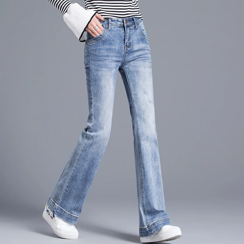 

Women's jeans summer Slim Tencel Mid waist Wide Leg Pants Full Length jeans N0210