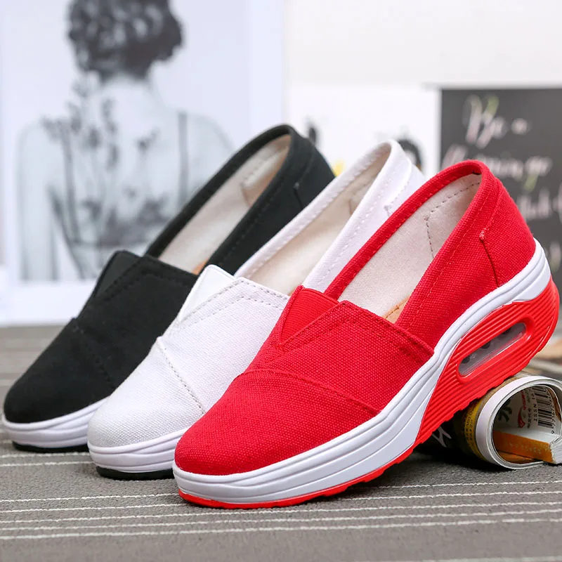 

Spring Autumn 2020 New Women Shoes Canvas Flat Platform Shoes Woman Wedges Shallow Non-slip Fashion Casual Loafers Air Cushion