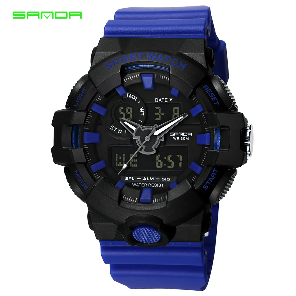 SANDA спортивные цифровые часы Relogio Masculino, многофункциональные водонепроницаемые спортивные светящиеся спортивные часы для мужчин, Montre Hombre
