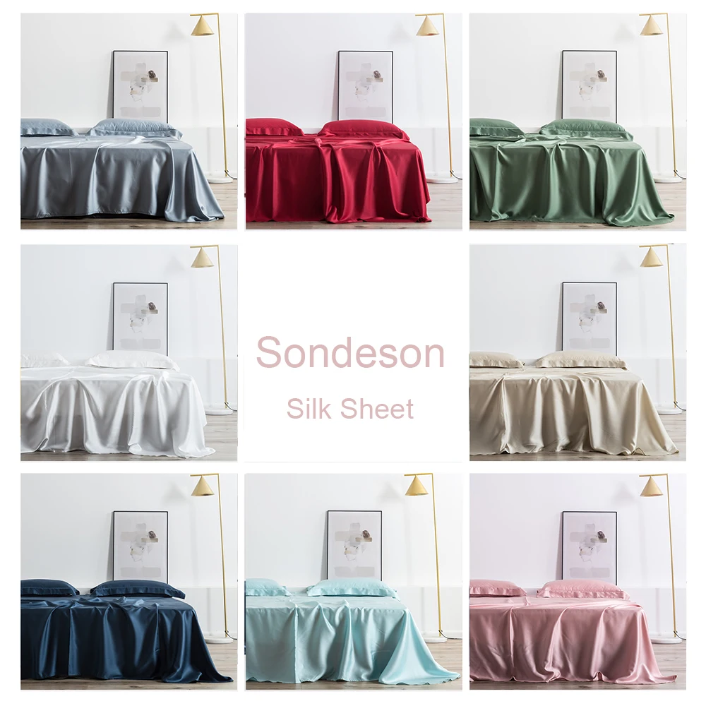 Sondeson роскошный синий 100% шелк плоский лист 25 Momme Королева Король красота здоровая