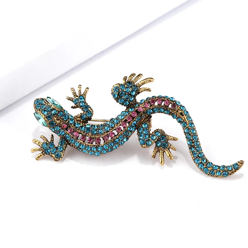 Брошь в виде ящерицы с кристаллами для женщин и мужчин|Броши| |