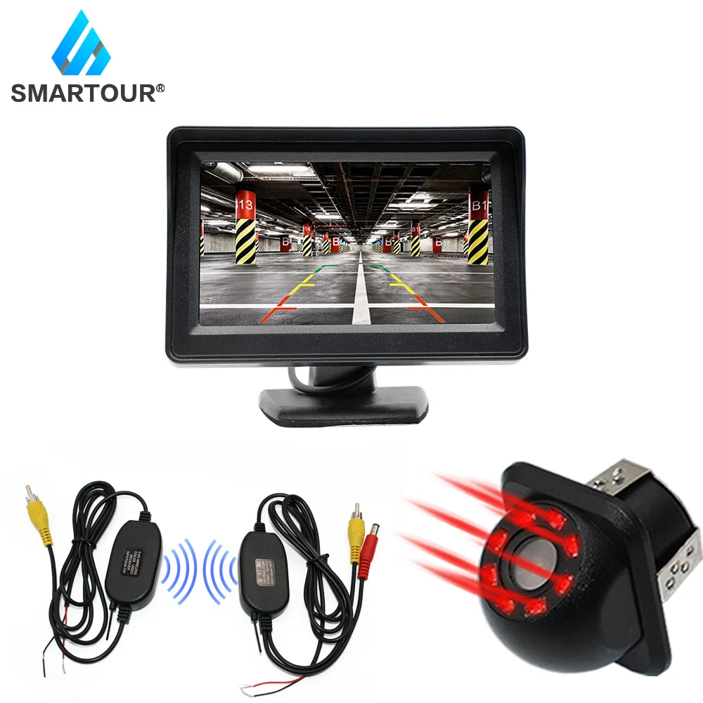 

Smartour Car Reversing Camera Infrared Night Vision Back Rear View Camera Automatic Parking Monitor Video Backup Camera Wireless