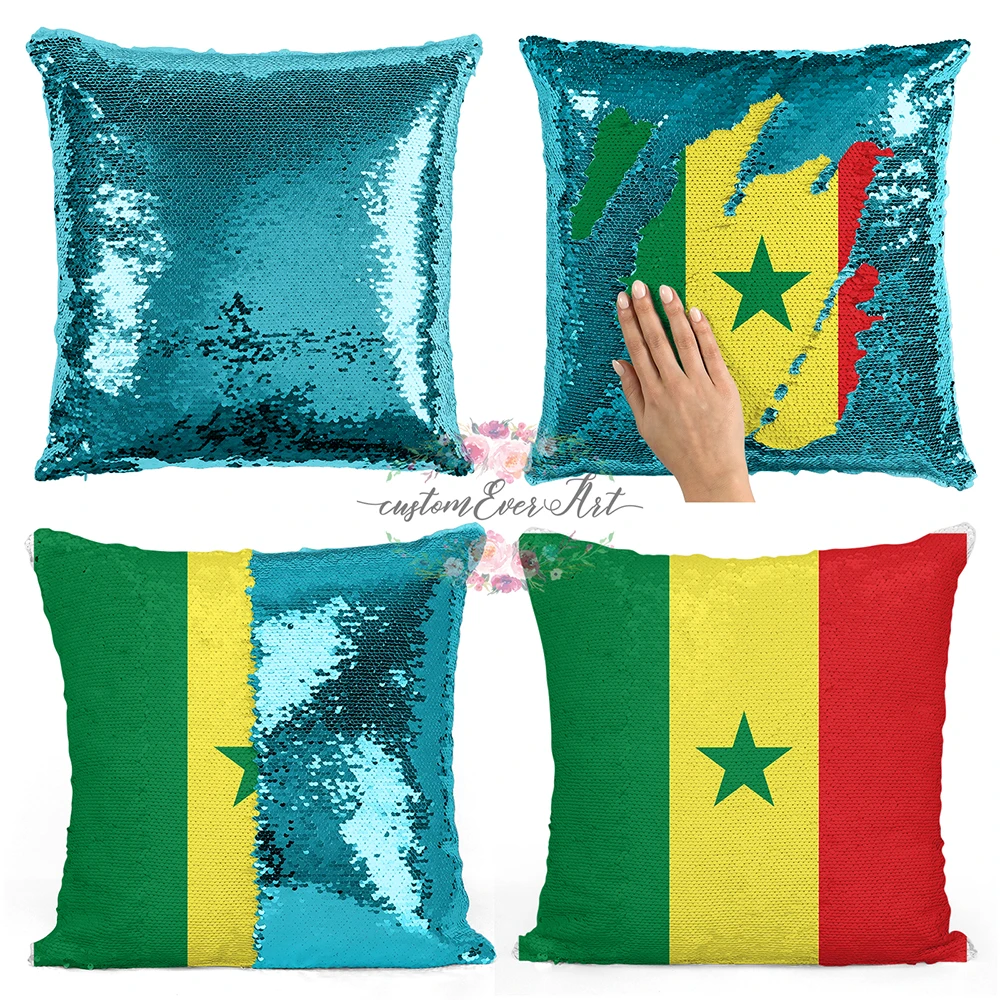 

Senegal Personalized custom picture pillow coverhome pillow reversible mermaid sequin pillow case cover