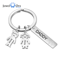jewelora personalized name boy girl keychains with daddy bar charm stainless steel custom engraving children keychain for men