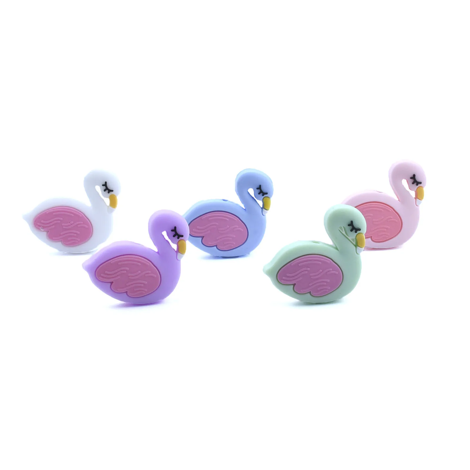 50 шт. милые Лебеди силиконовые бусины Прорезыватель Ожерелье Аксессуар BPA