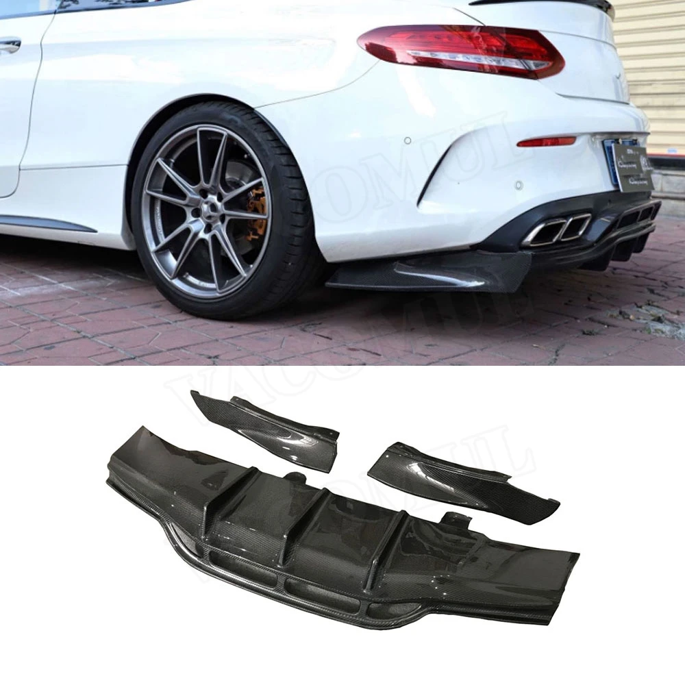 

Carbon Fiber Rear Bumper Lip diffuser Splitters Aprons Spoiler For Mercedes Benz C class W205 C63 Coupe C205 2 Door PSM Style