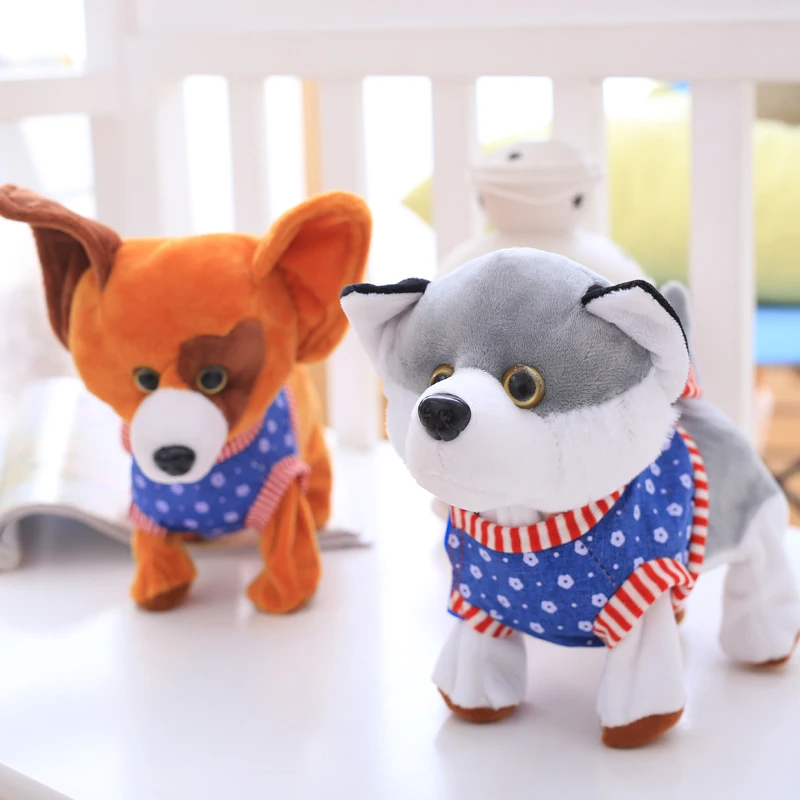 

Simulation Electric Toy Dog Can Nod And Wag Its Tail Toy Dog Children’S Plush Toy Voice Control Interactive Walking Electric Toy