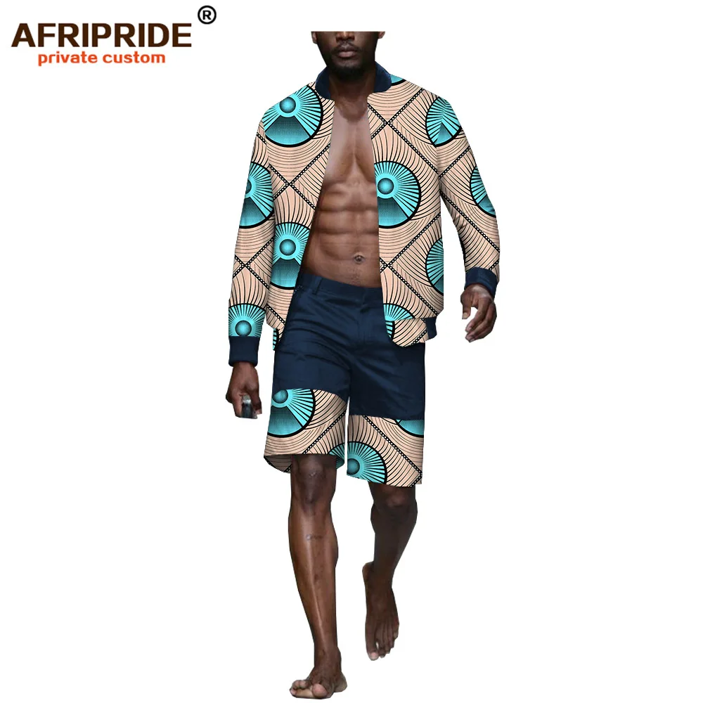 AFRIPRIDE, Африканский летний мужской повседневный костюм, гавайская рубашка с коротким рукавом+ короткие штаны, Дашики, принт, vestidos A1916001 - Цвет: 344X-14