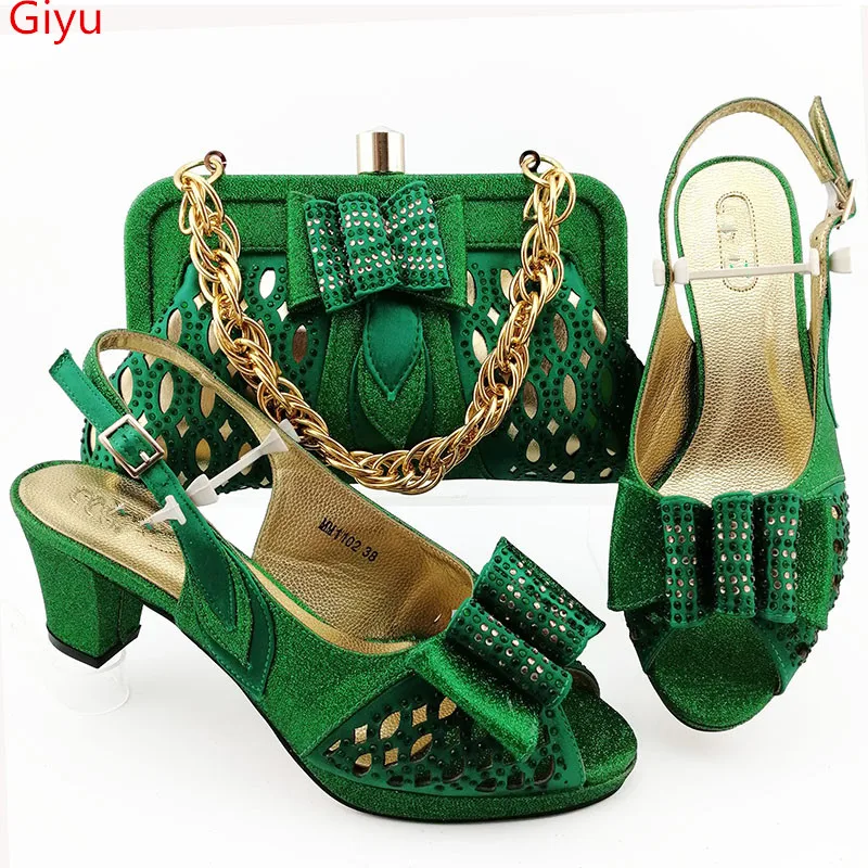 

doershow Italian Shoes and Bags To Match Shoes with Bag Set Decorated with Rhinestone Nigerian Women Wedding Shoes set!!HGO1-22