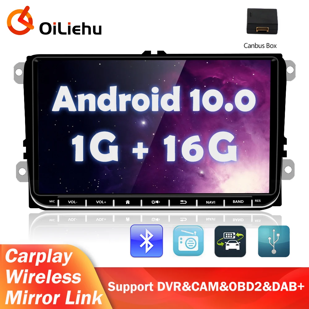 

Мультимедийный плеер OiLiehu, мультимедийный плеер на Android, с GPS, для Volkswagen Golf, Polo, Tiguan, Passat b6, b7, Skoda, типоразмер 2DIN