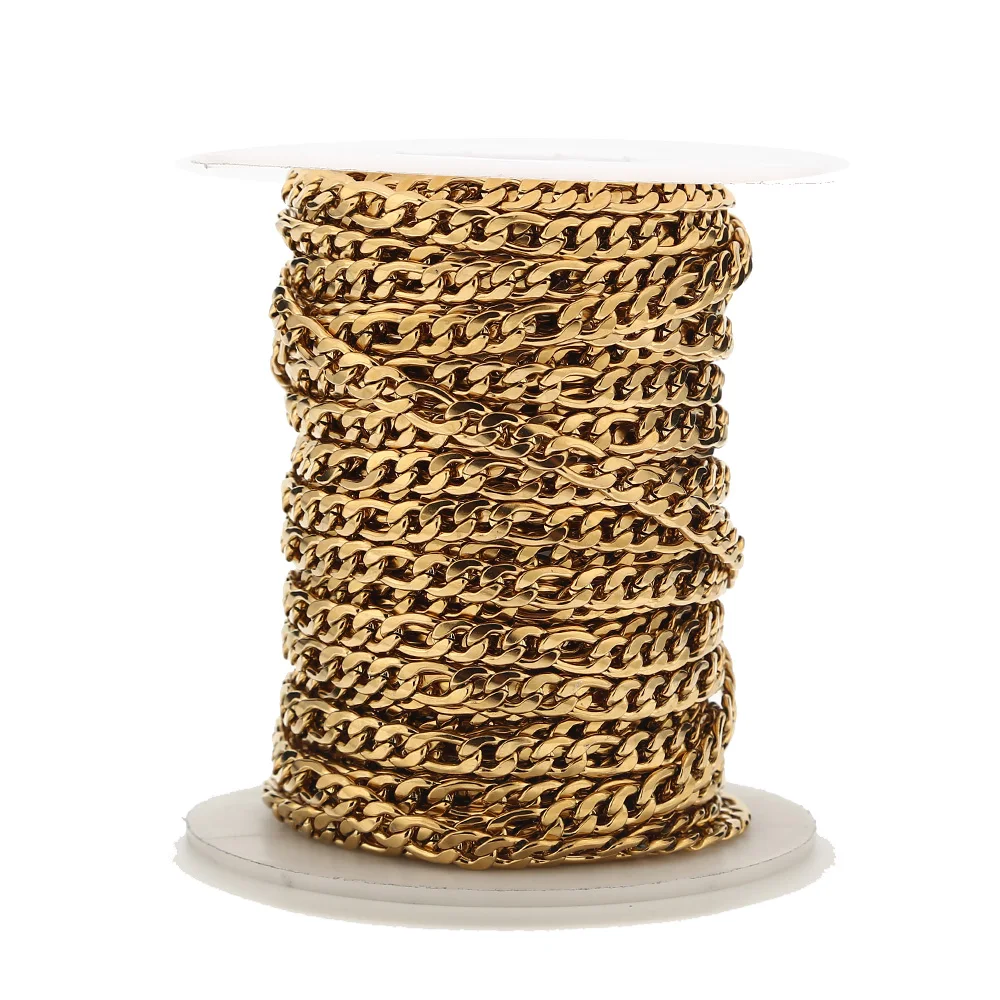 Ожерелье из кубинской панцирной цепи нержавеющей стали с позолотой 1 м 2 5 ширина 6