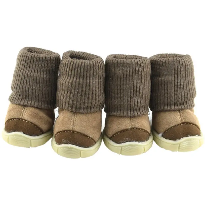 Snow Boots Teddy Dog Shoes Winter Animal Anti-Slip Cotton Soft Leather Waterproof Warm | Дом и сад