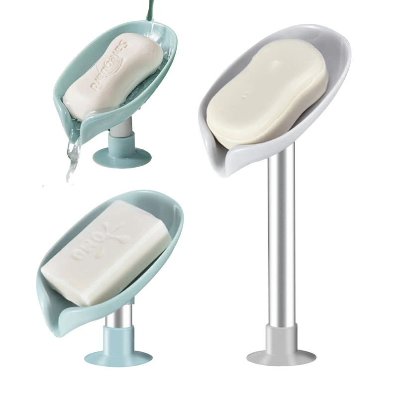 

Leaf Shape Soap Holder Bathroom Drain Soap Box Punch-Free Soap Dish Sponge Holder Kitchen Storage Holder Bathroom Accessories