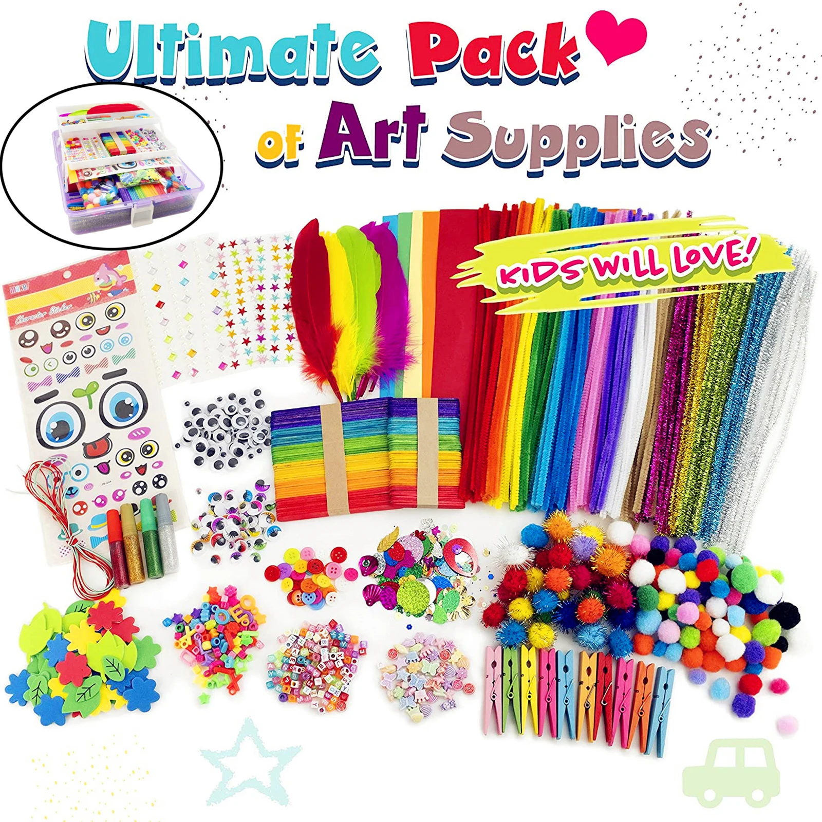 Suministros de arte completo para ni&ntilde;os y ni&ntilde;as, caja plegable para manualidades de Navidad, 1000 Uds.-2