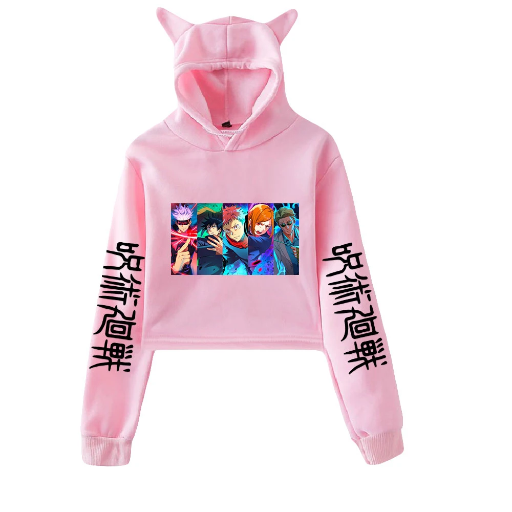 

Женский укороченный пуловер с капюшоном, в стиле Харадзюку