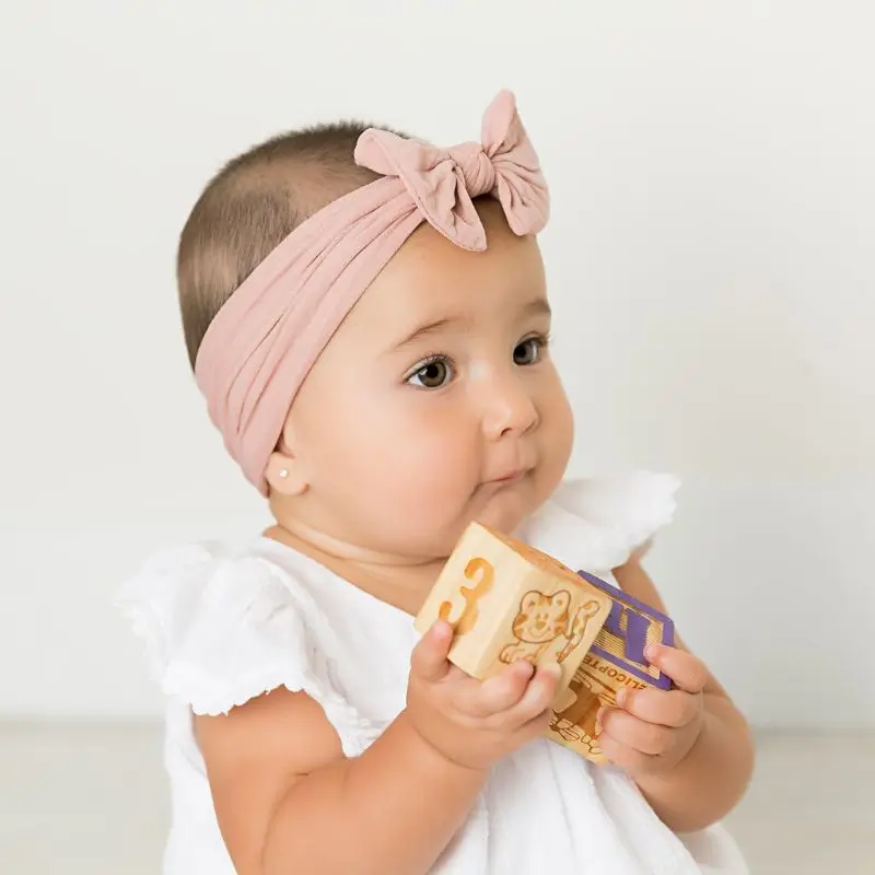 

KLV Baby Girls Wide Nylon Bow Headband Knot Head Wraps One Size Fits Most 18 Colors Wholesale