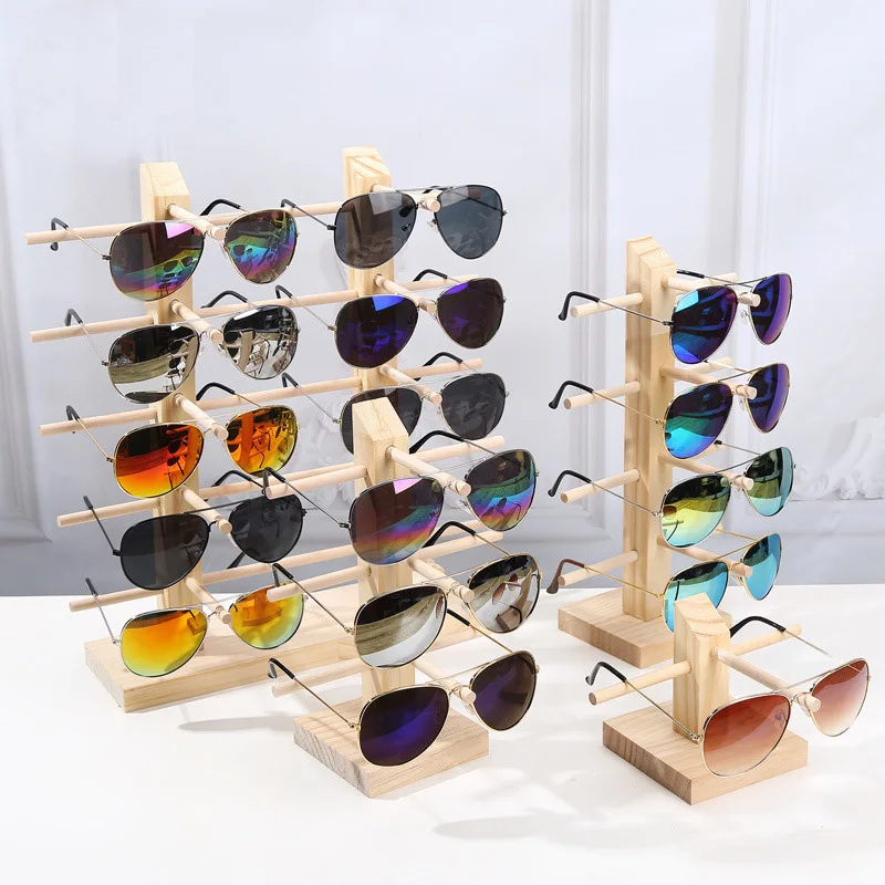 

New Fashion Wooden Eyeglasses Display Holder Glasses Stand Rack 9 Kinds Options Natural Material Eco-Friendly Easy Assemblable