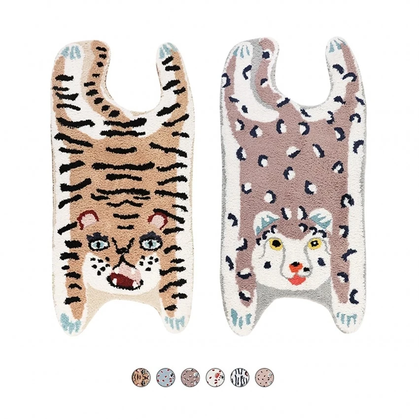 Милый мягкий маленький ковер с мультяшным Тигром и леопардом 80x160 см популярный