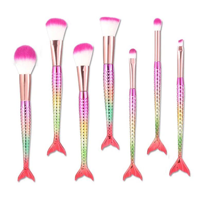 

2021 Mermaid Make Up Brushes Kit Maquiagem Maquillaje Foundation Eyebrow Eyeliner Cosmetic Makeup Brushes Anime