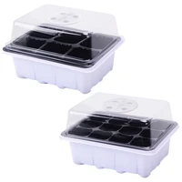 2pcs with clear cover mini lids office plastic breathable germination box grow base planting tray nursery pots