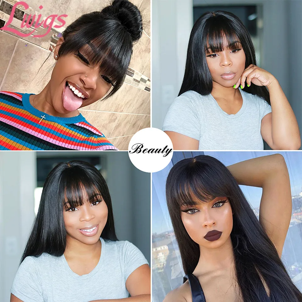 Недорогой парик с прямыми кружевами спереди челкой без клея 13X4 13x6 парики на сетке